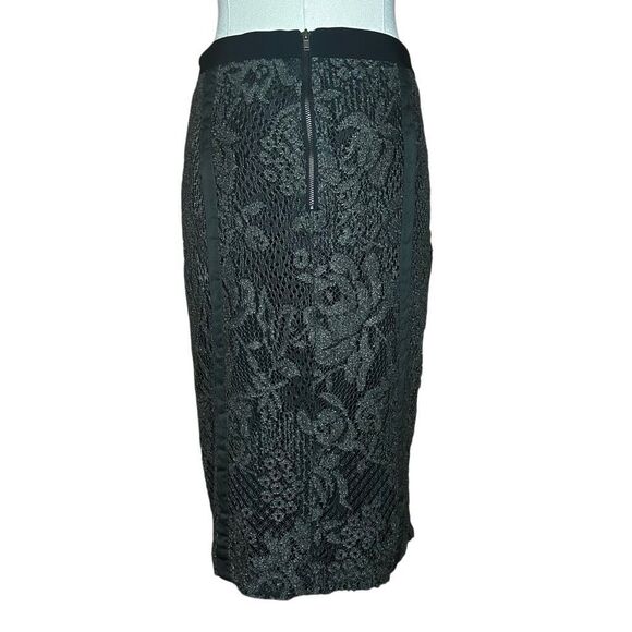 Henri Bendel Black Straight & Pencil Skirt Size 56A Floral Lace Limited Edition - Picture 5 of 11
